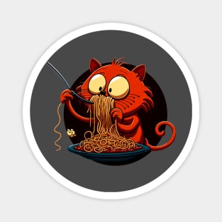 Cute cate eating spaghetti Magnet